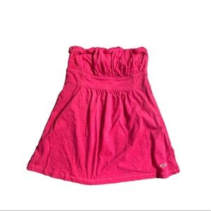 Hot Pink Hollister Strapless Ruched Top